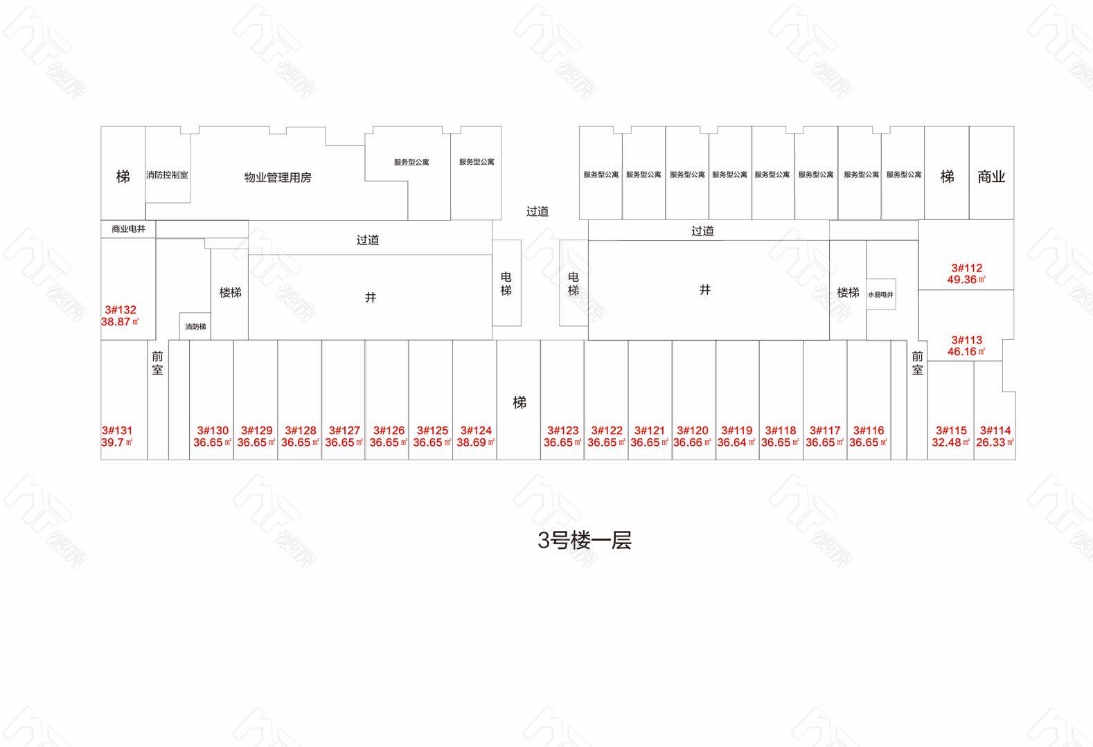 众邦MOHO国际商铺3号楼一层平面图